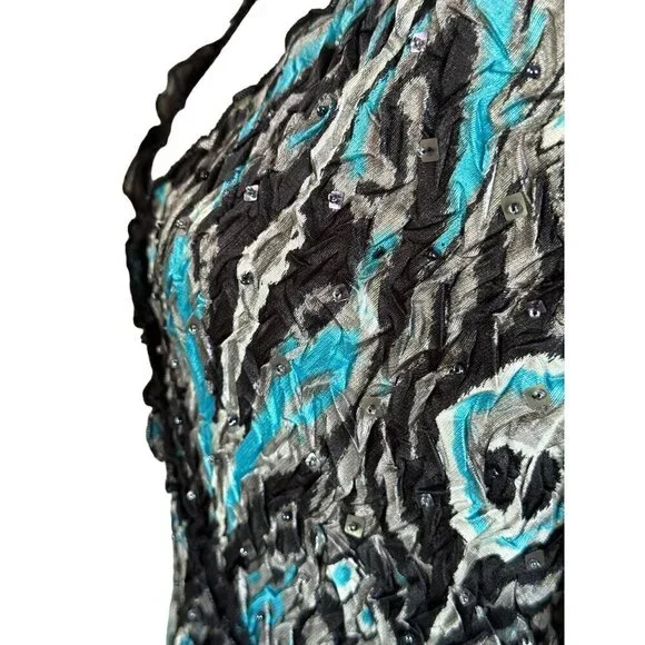 Vintage Alberto Makali Size XL Multicolor Lace Trim Long Sleeve Top Blouse - Picture 8 of 11